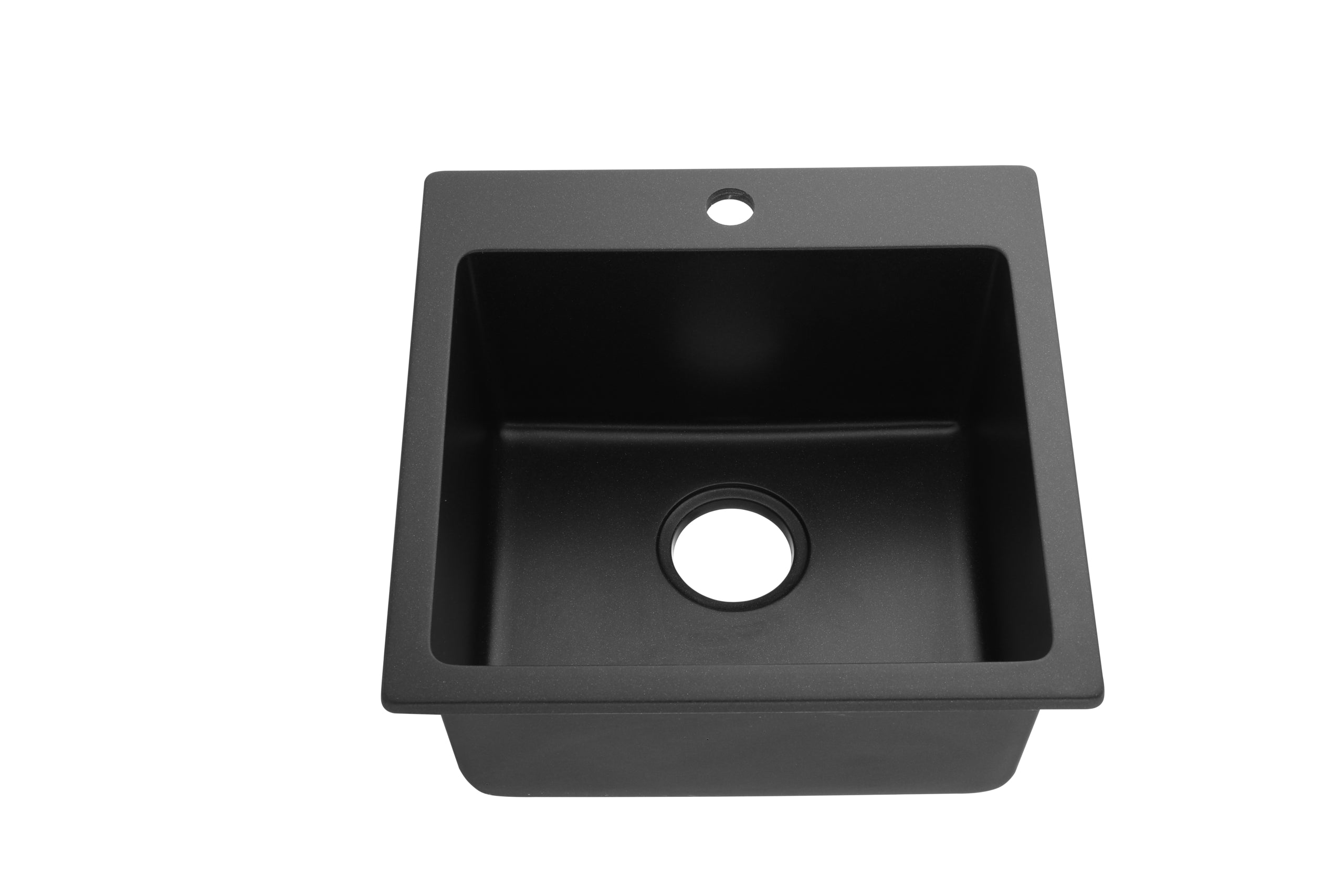 Hot Sale! 450x450x220mm Matte Black Quartz Top-mount Single Bowl Laundry Tub