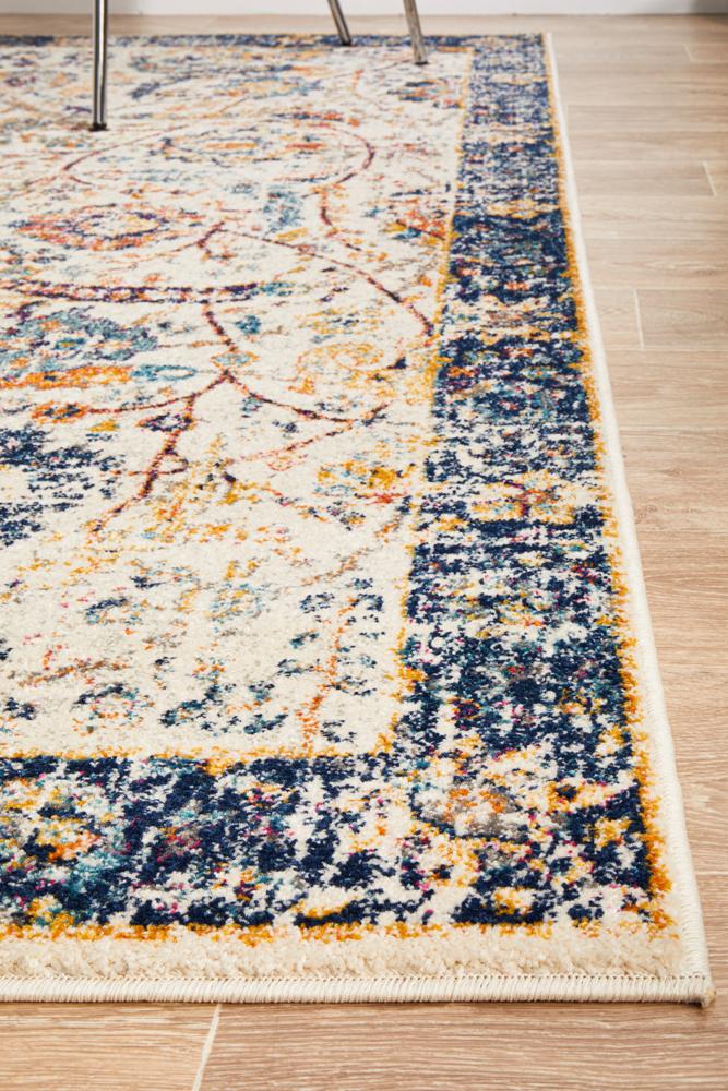 Hot Sale! Turkish-Made Evoke Peacock Ivory Transitional Polypropylene Rug