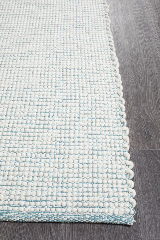 Exquisite Turquoise Hand-Woven Loft Wool Rug for Contemporary Spaces