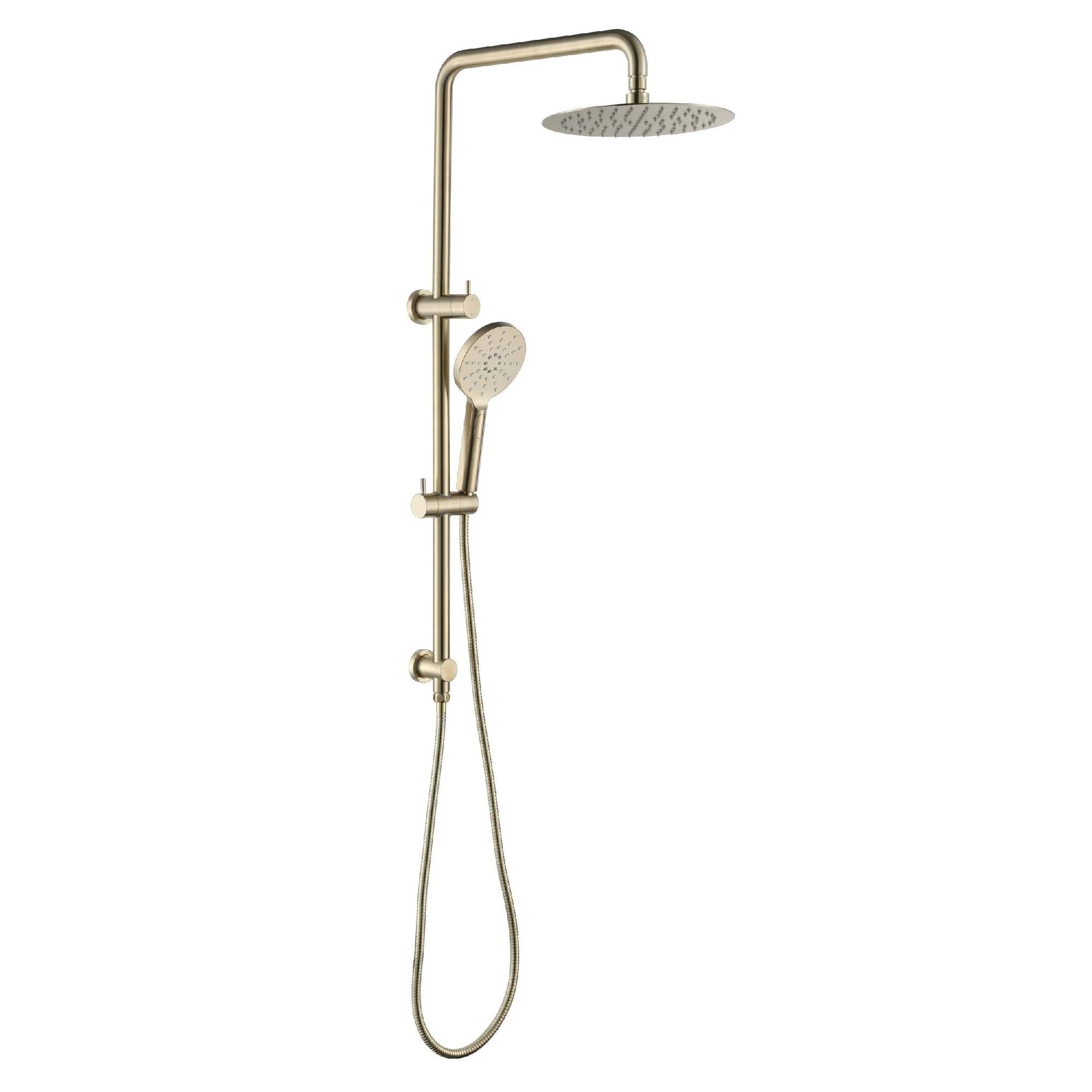 Brushed Gold Mica Dual Shower Rail with Customizable Water Flow