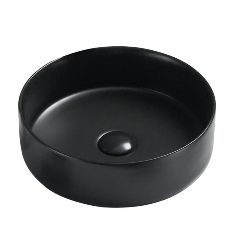 Hot Sale! Round POSEIDON Matte Black Ceramic Above - Counter Basin (352x352x112)