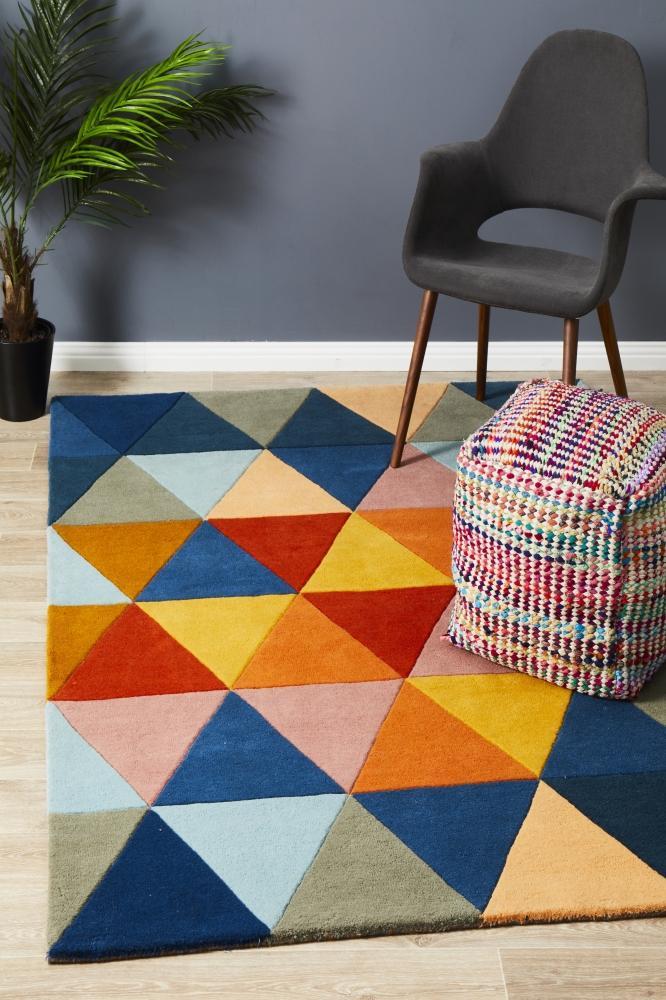 Hot Sale! Matrix 905 Multi Pure Wool Rug with Diverse Geometric Patterns