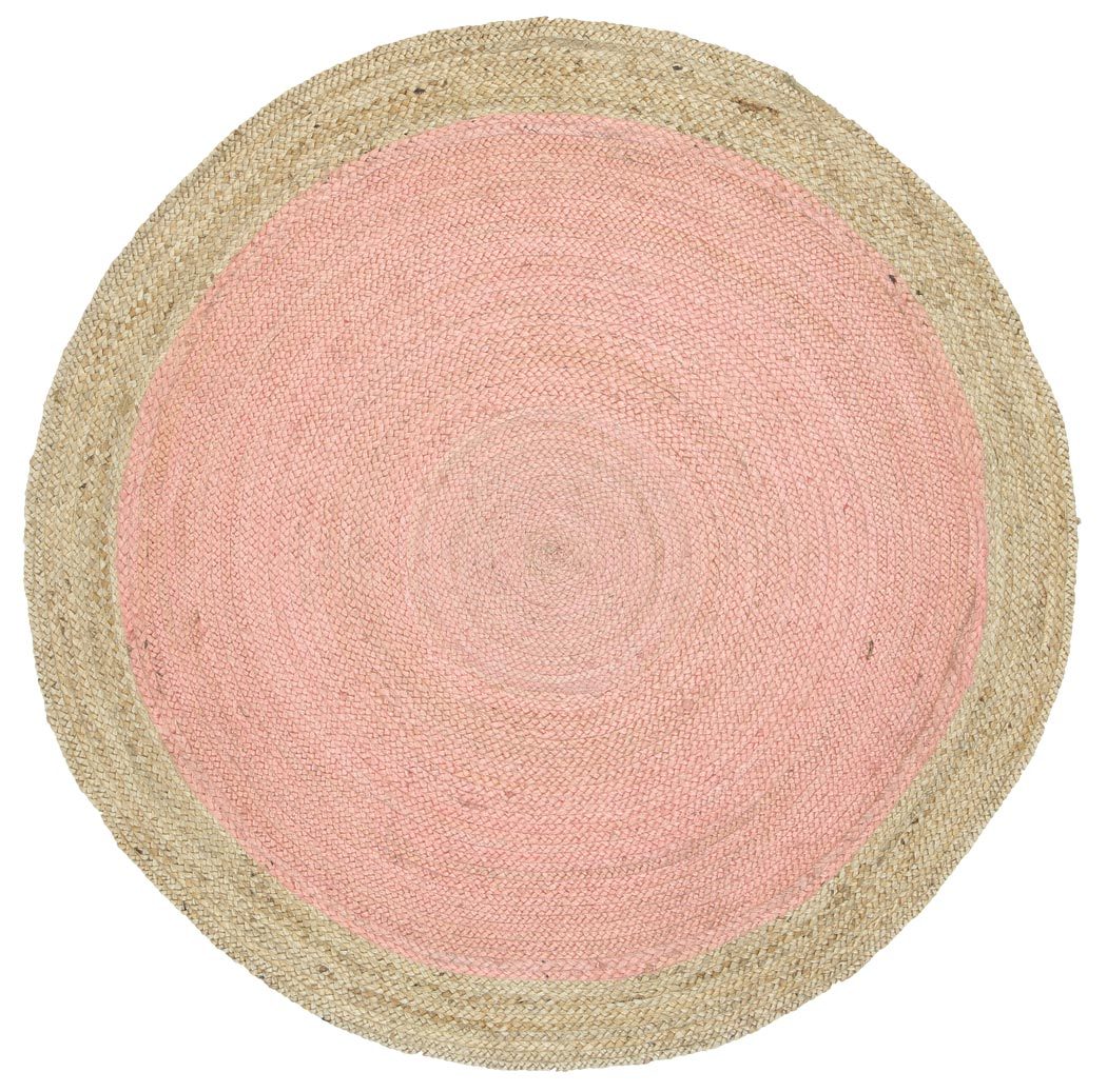 Discount Hampton Pink Round Jute Centre Rug for Coastal Decor