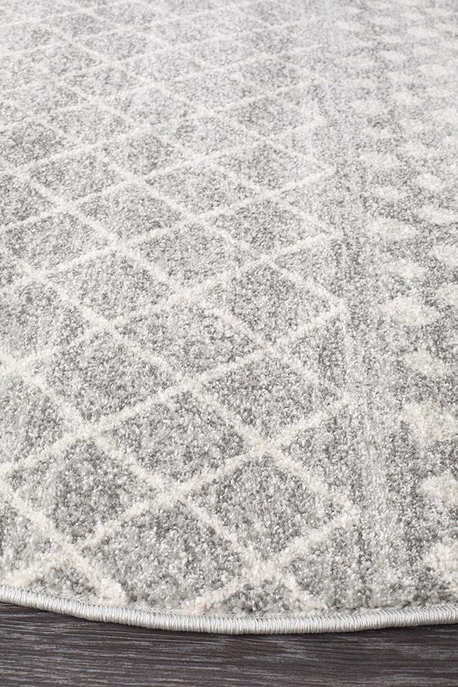 Grey Rustic Tribal-Style Round Oasis Nadia Rug