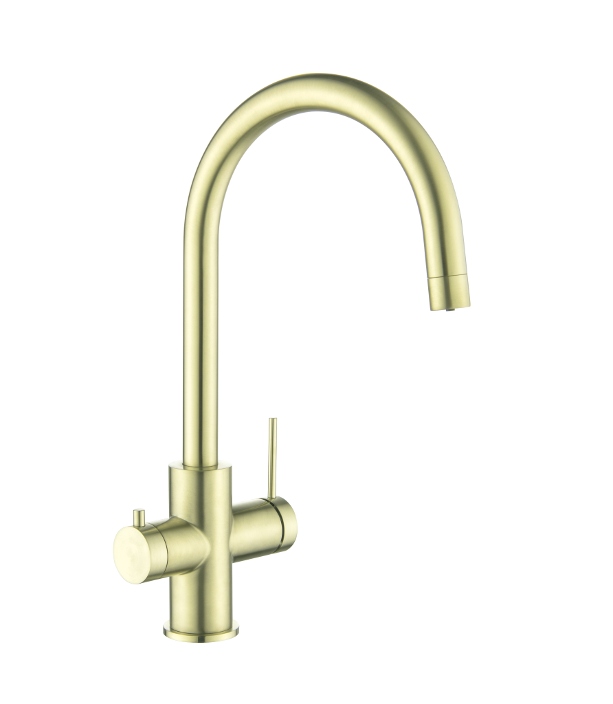Hot Deal! Brushed Gold Mica 3-Way Filtered Kitchen Sink Mixer for Pure Water