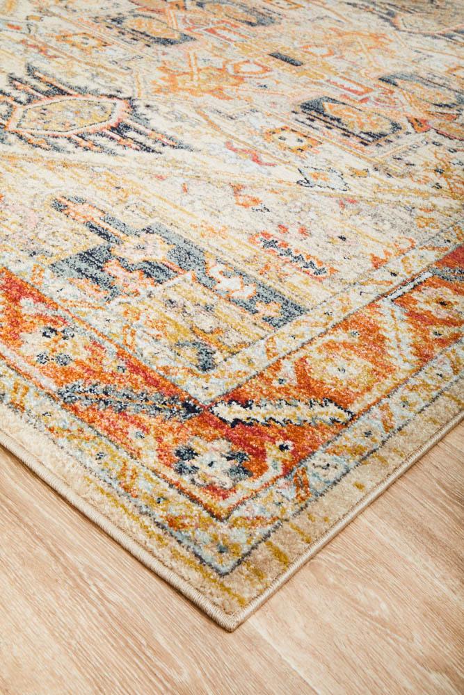 100% Polypropylene Legacy Rust Rug with Faded Persian Design, Made in Turkey