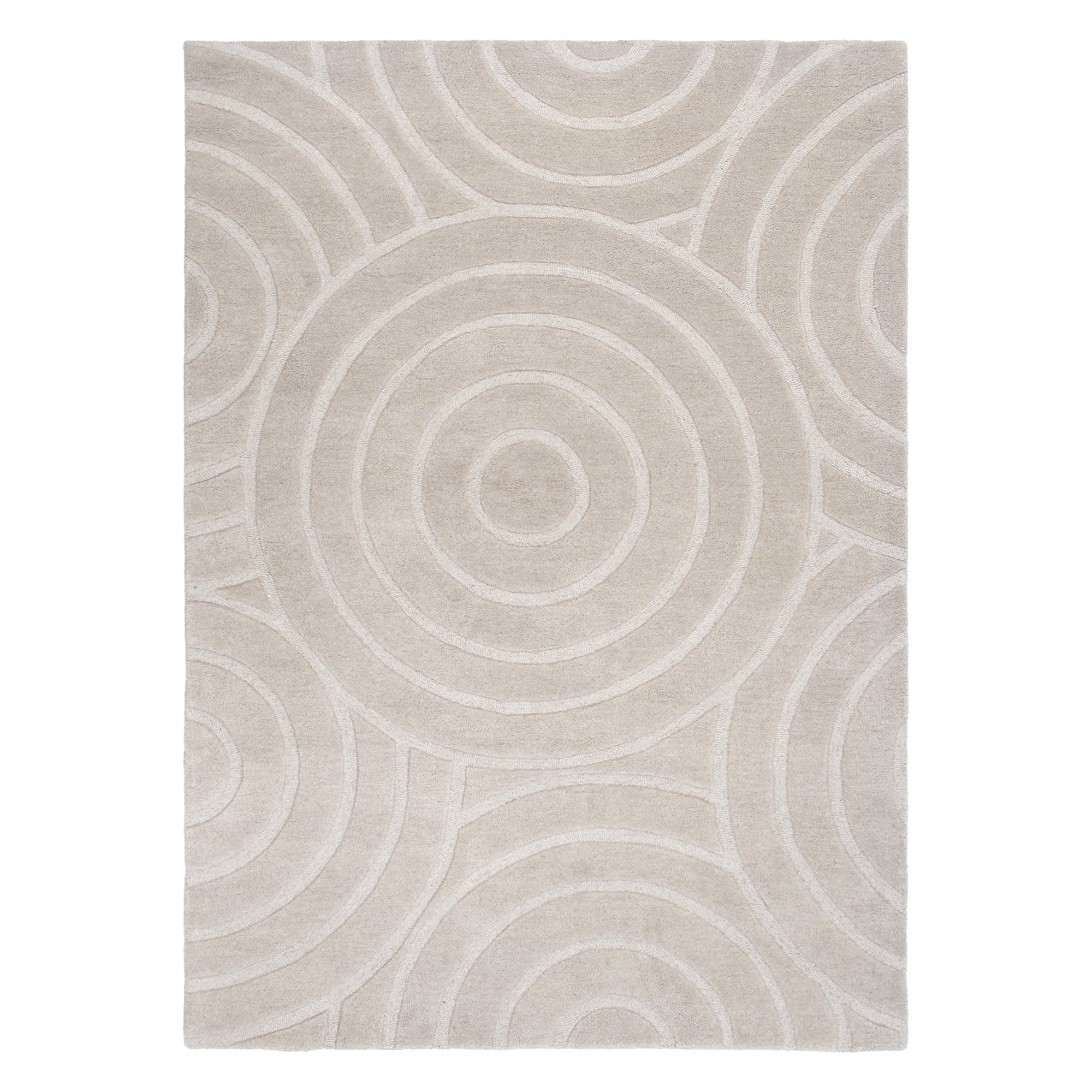Get This Luxurious Les Nomades Beige Ellipse Hand - Tufted Wool Rug for Your Modern Space