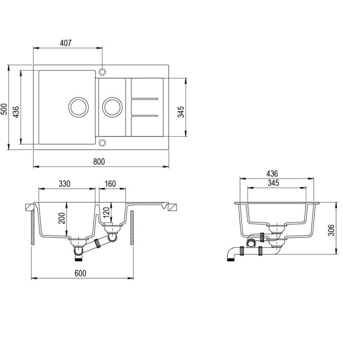ALEKSANDER Granite Double Bowl Kitchen Sink 800X500X200MM - Premium Quality!