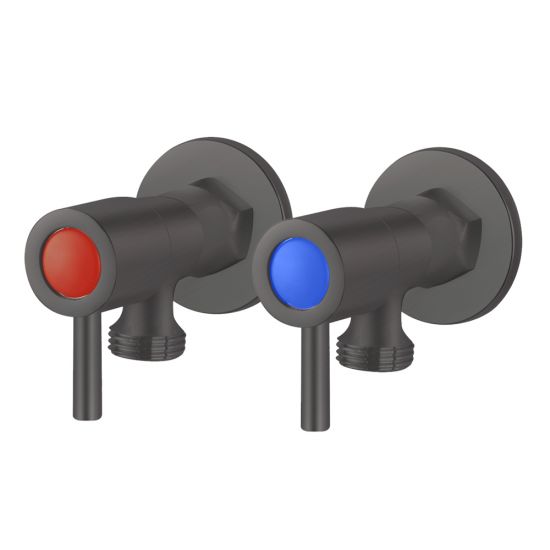 Hot Deal! Gunmetal Grey Round Solid Brass Washing Machine Tap Set
