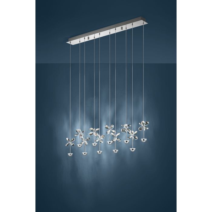 Chrome-finished Crystal PIANOPOLI Pendant Light with Subtle LEDs