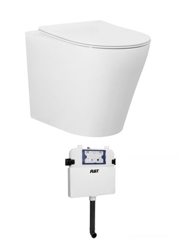 ALZANO Matte White Rimless Wall-Hung Floor Toilet Pan - Ideal Bathroom Upgrade