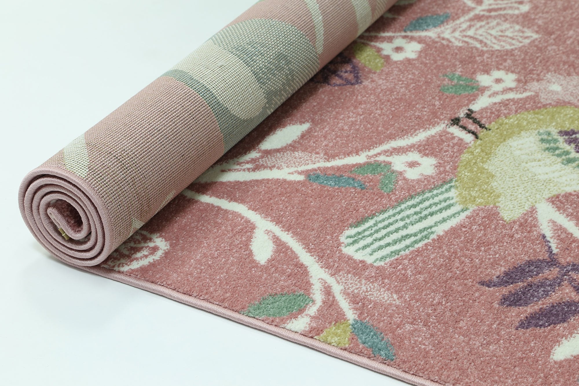 Pink Pastel Bird Rug for Adorable Nova Kids
