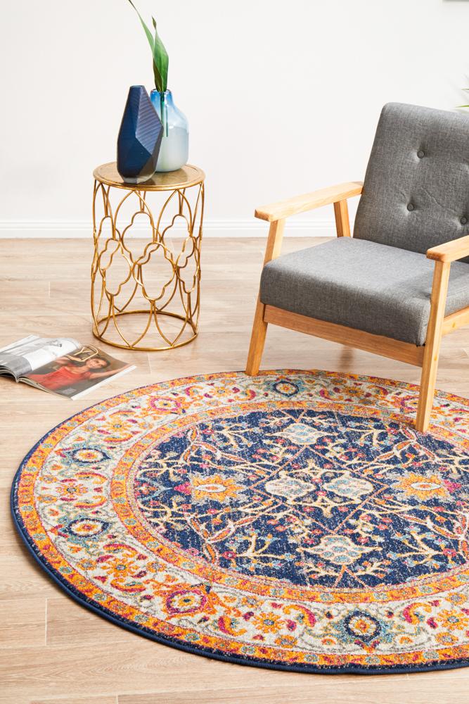 Hot Sale! Evoke Splash Transitional Round Polypropylene Rug with Floral Geometry