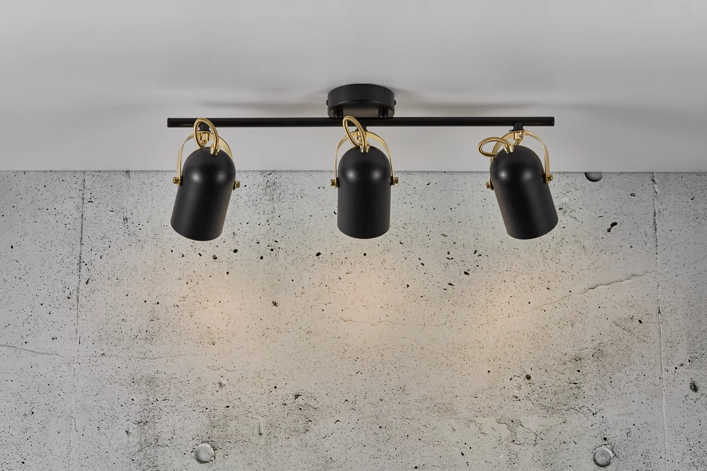 Nordlux Industrial Style Lotus 3-Spot Spotlight with Black Silk Matt & Polished Brass - Ideal for Hallways