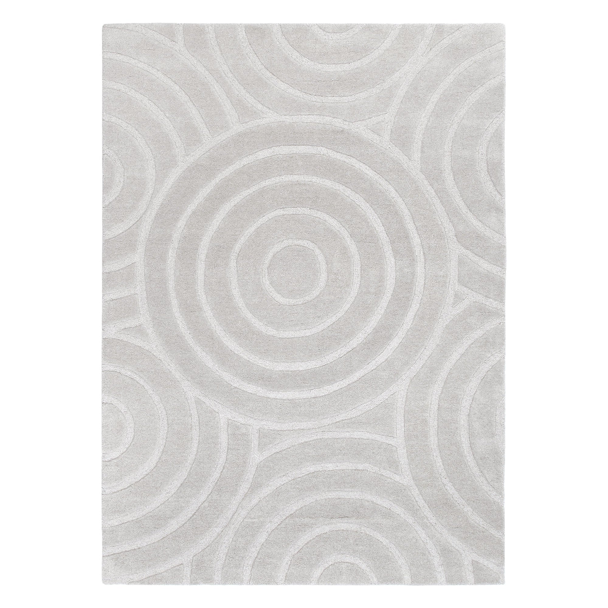 Light Grey Ellipse Hand - Tufted 100% Wool Rug by Les Nomades
