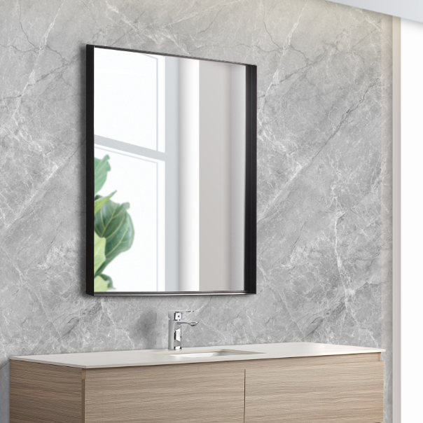 Matte Black Poseidon Rectangular Framed Mirror in Sizes 450mm - 1200mm