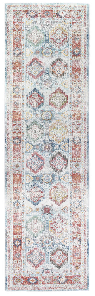 Stylish Grey Tile Runner Rug from Morocco Collection