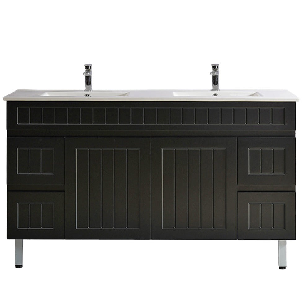 1500mm Acacia Shaker PVC Floor Vanity with Single/Double Bowl Option