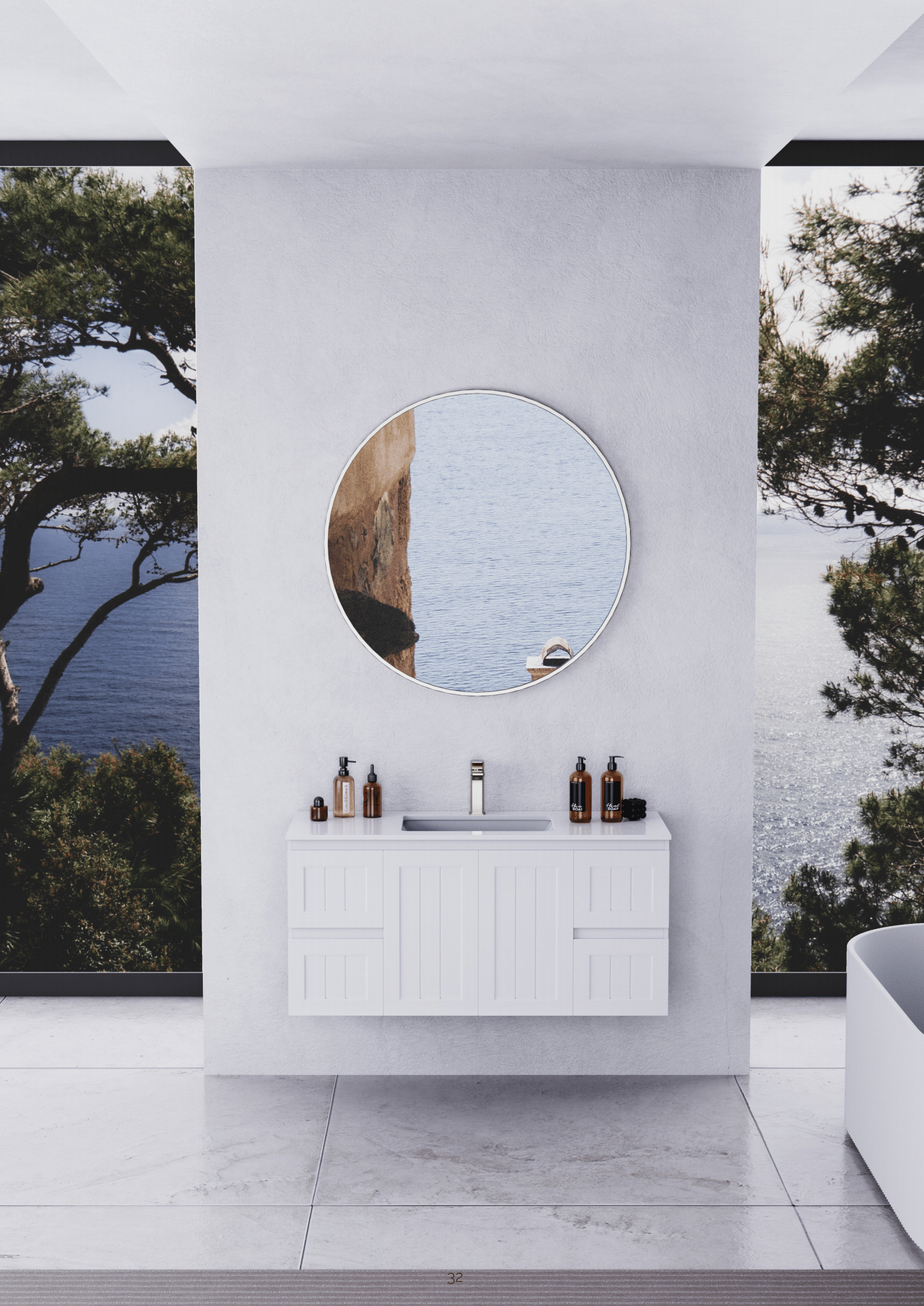 ACACIA Shaker 900mm Wall Hung PVC Vanity in Matte White - Stylish Bathroom Essential