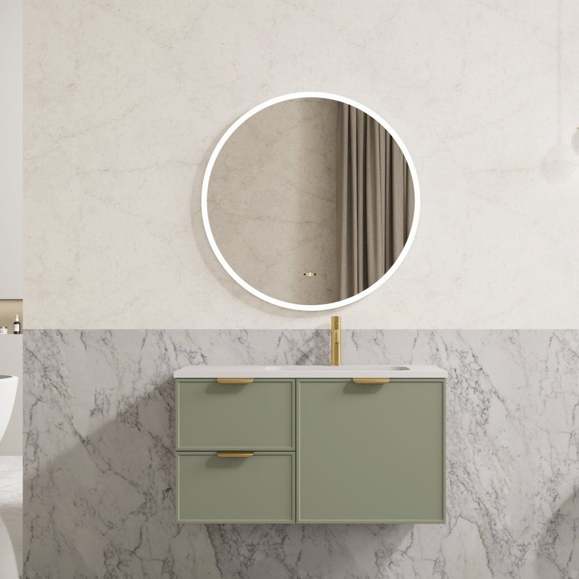 Hot Sale! 900mm Miami Wall Hung PVC Cabinet in Olive Green