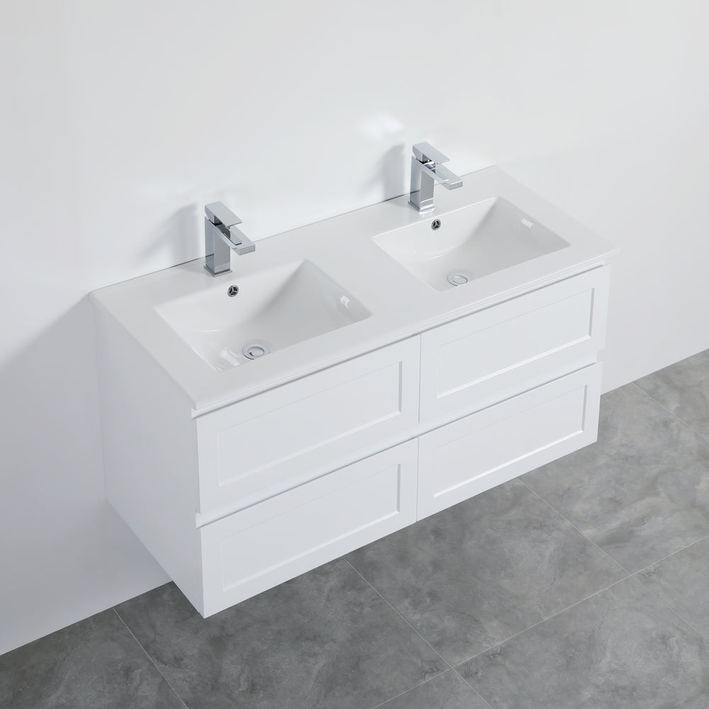 1200mm Fremantle PVC Wall Hung Vanity (Matte White) - Single/Double Bowl | Hot Sale