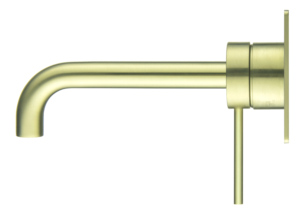 Hot Deal! Brushed Gold 1P Curved Spout Mica Wall - Mount Faucet and Spout Combo