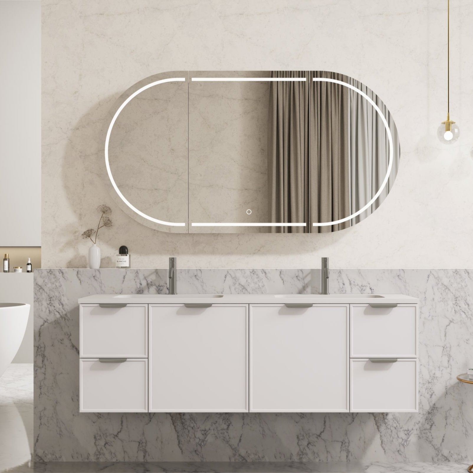 Hot Sale! Miami 1500mm Wall Hung PVC Bathroom Vanity in Matte White (Single/Double Bowl)