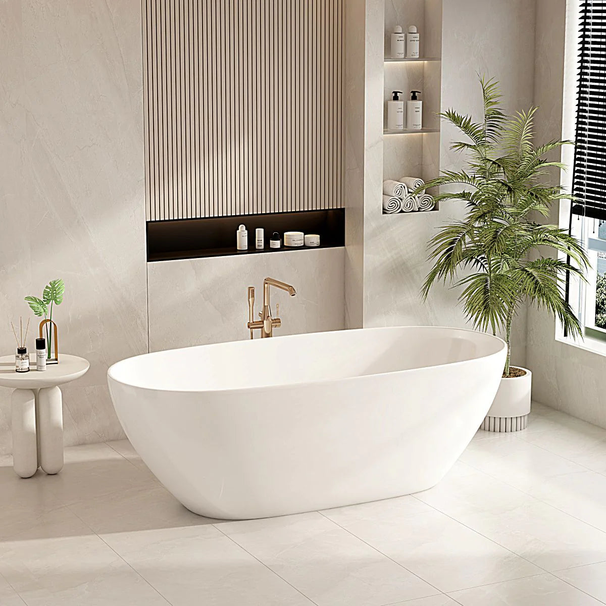 PILATO Free-Standing Bathtub - Gloss White, 1500/1700mm - Luxury Offer