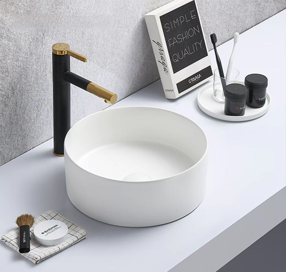 HOT! POSEIDON Round Matte White Ceramic Basin (301x301x107)