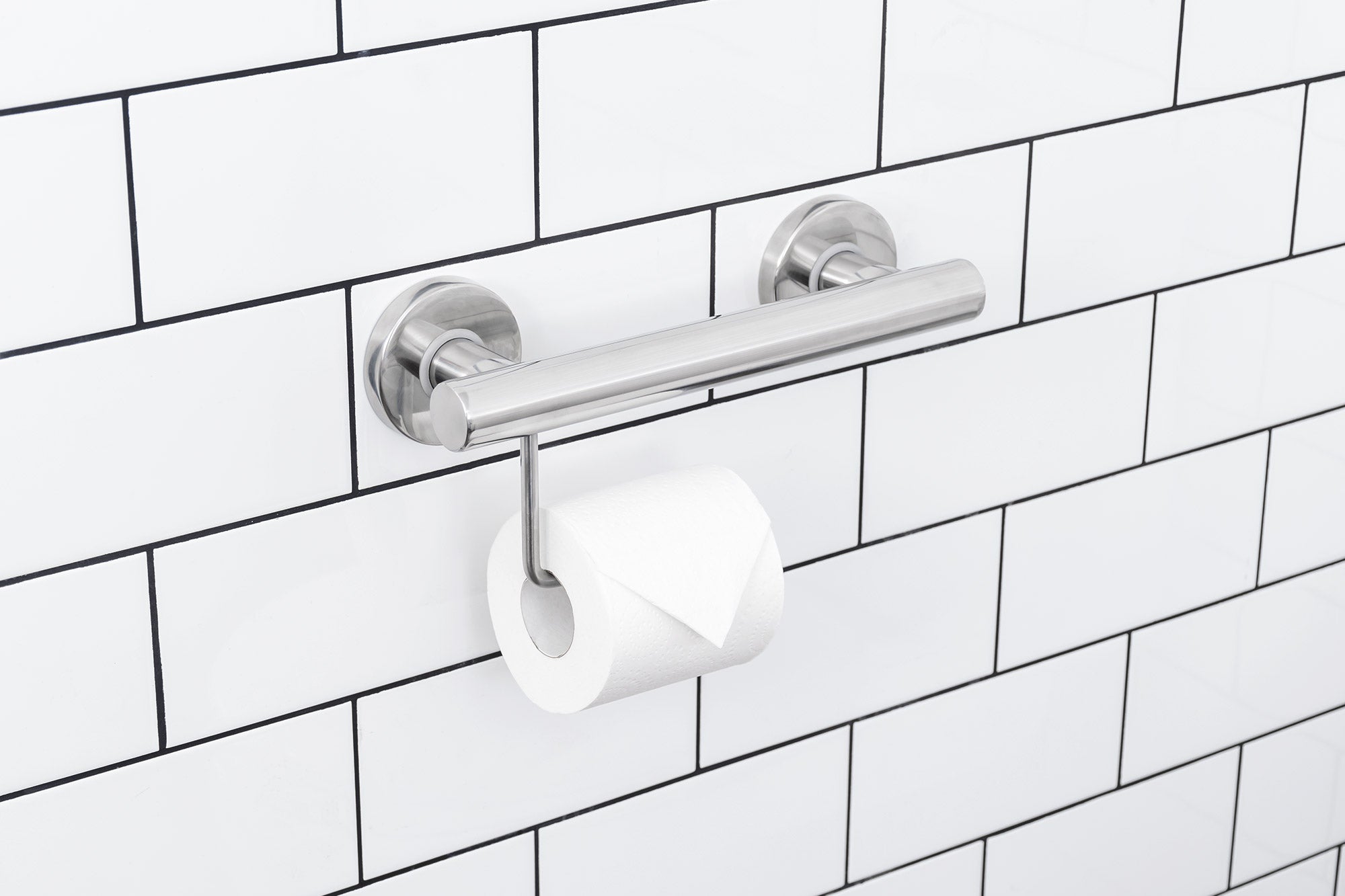 300mm Grab Rail with Toilet Roll Holder - Optional Colour, Ideal for Assisted Living