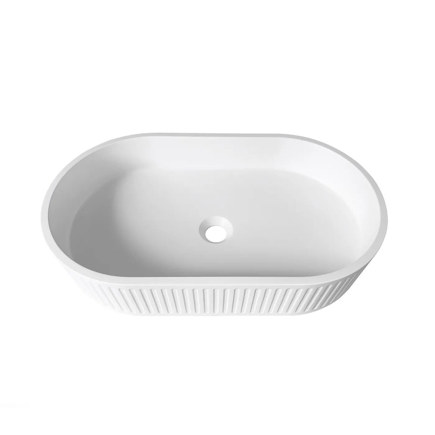 Oval 600x350x120 White Concrete HUDSON Basin