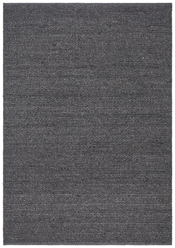Soft and Plush Harvest 801 Charcoal Hand-Woven Wool Viscose Rug