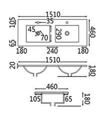 PETRA 1500mm Wall Hung Vanity (Single/Double Bowls) - Stylish & Functional