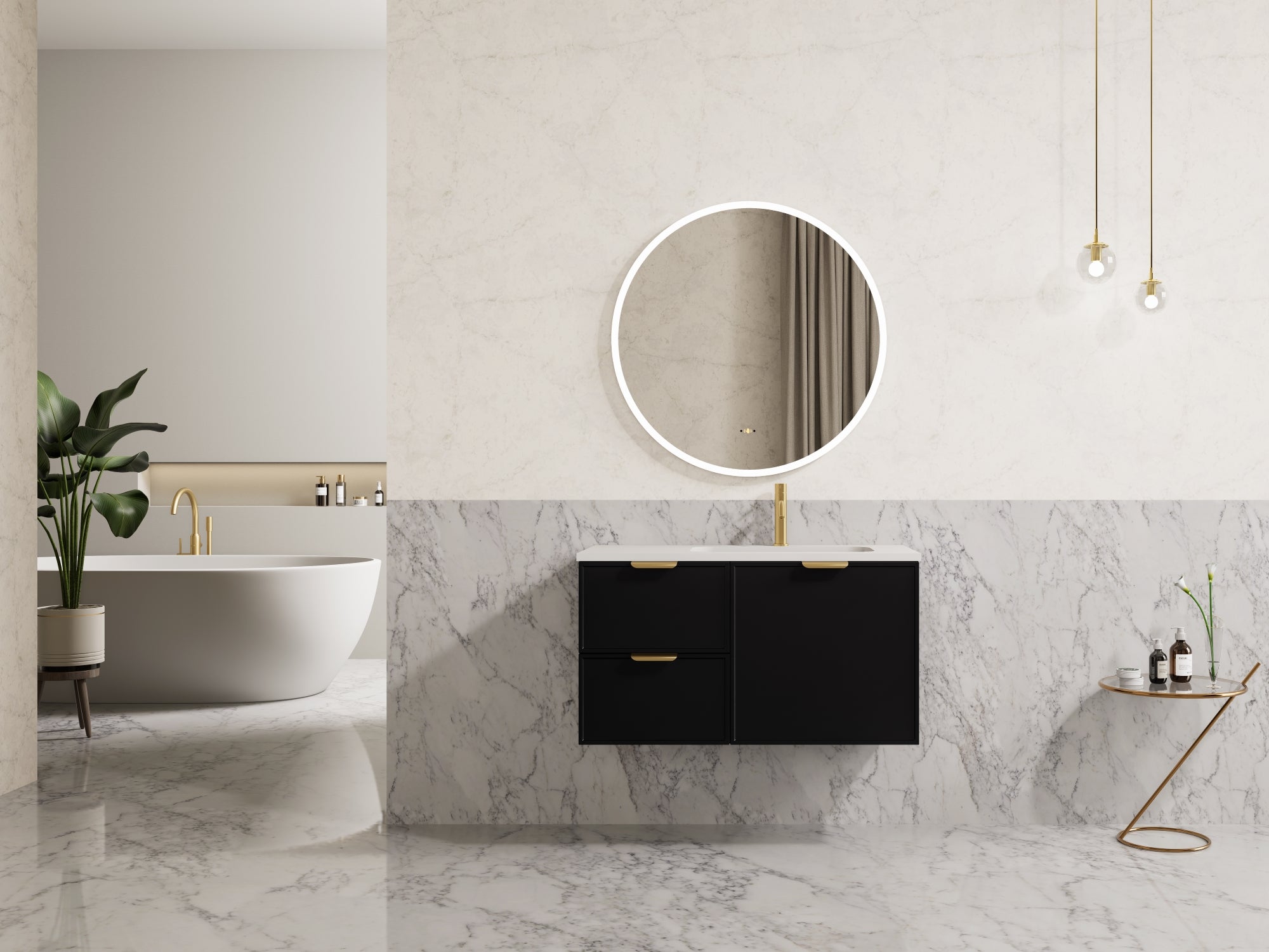 Exclusive Miami Wall - Hung PVC Bathroom Vanity Cabinet 900mm in Matte Black