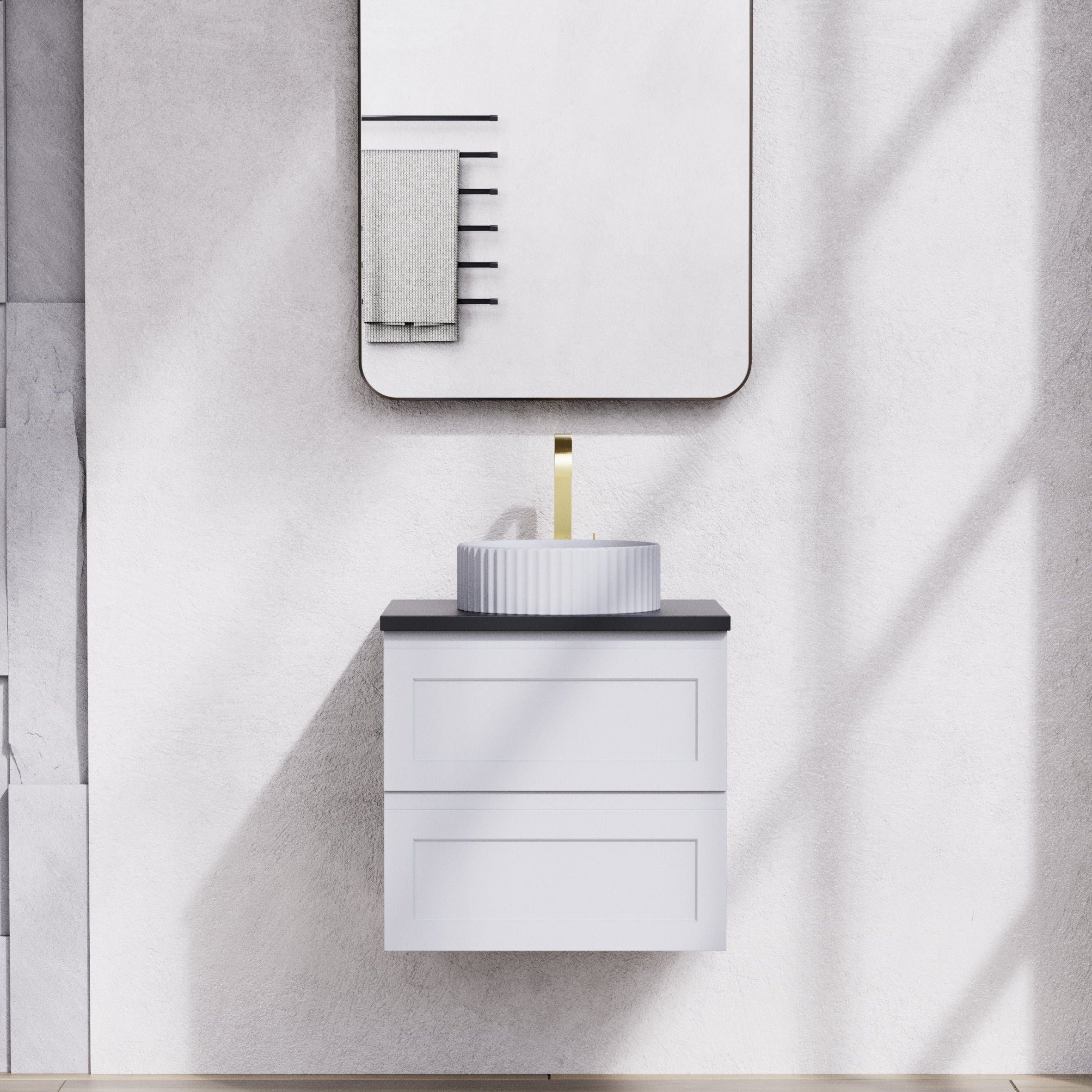 600mm Matte White Fremantle PVC Wall - Hung Vanity Cabinet with Premium Style