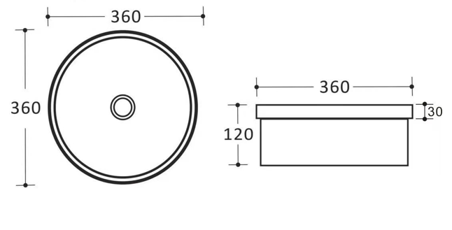 HOT! POSEIDON Round Matte White Ceramic Basin (360x360x120)