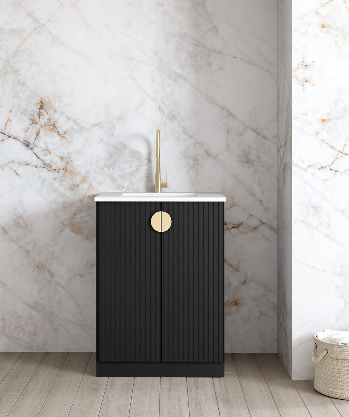 Hot Sale! Marlo Mini Black Laundry Base Cabinet Set with 650mm Dimensions