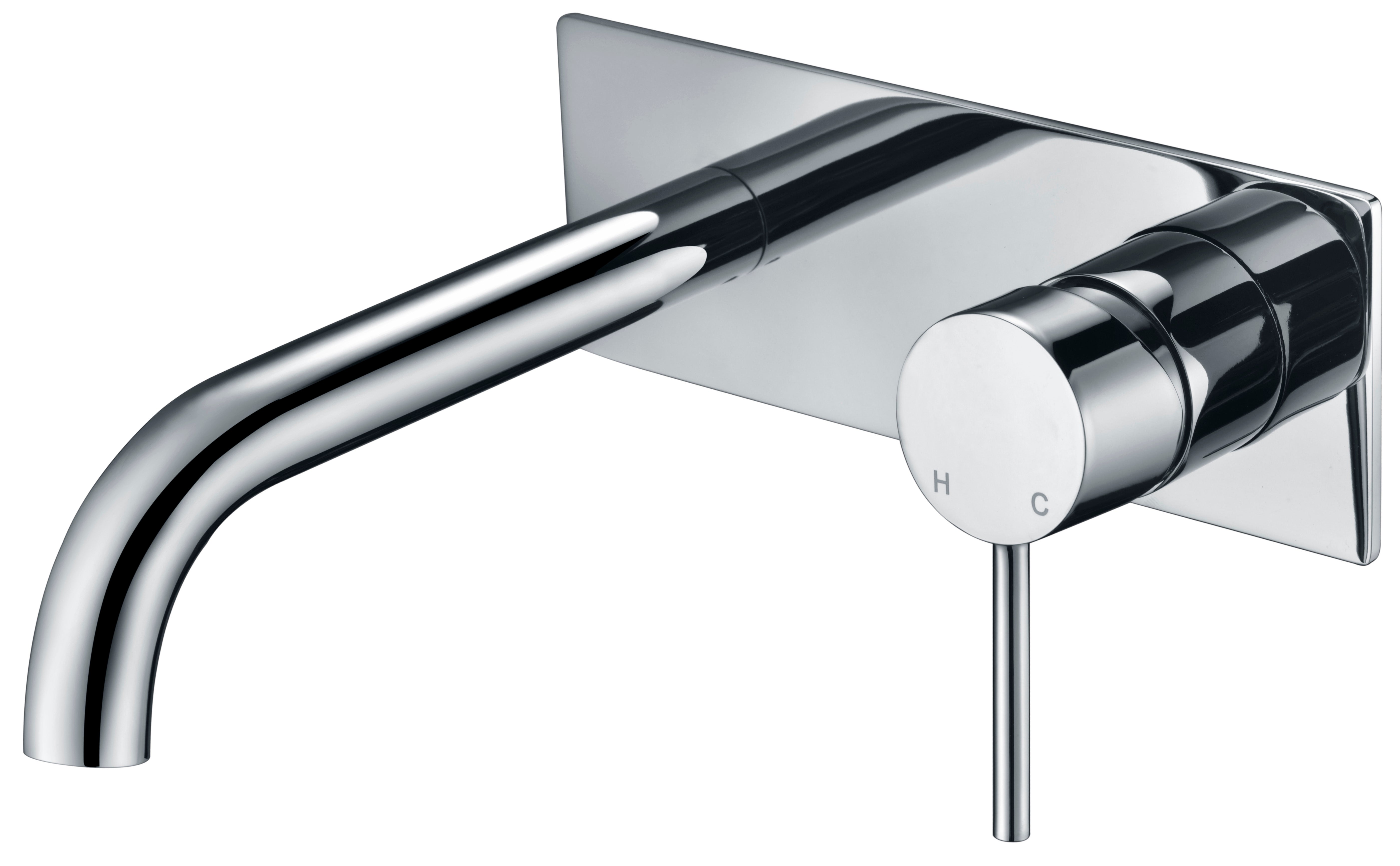 Chrome Curved Spout Hali Wall - Mounted Basin Mixer
