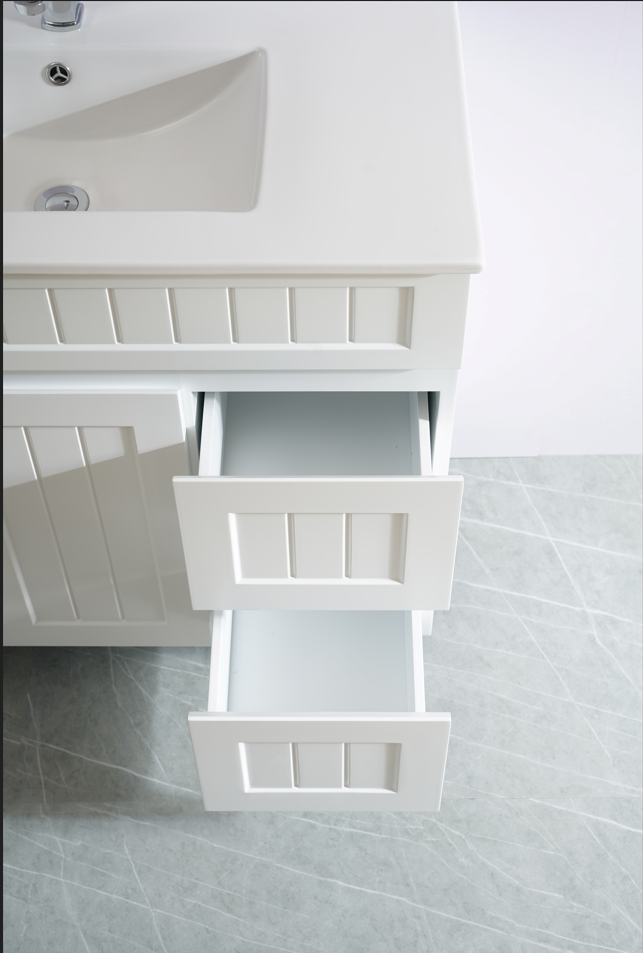 Exclusive Sale! Acacia 900mm Matte White PVC Floor Standing Shaker Vanity