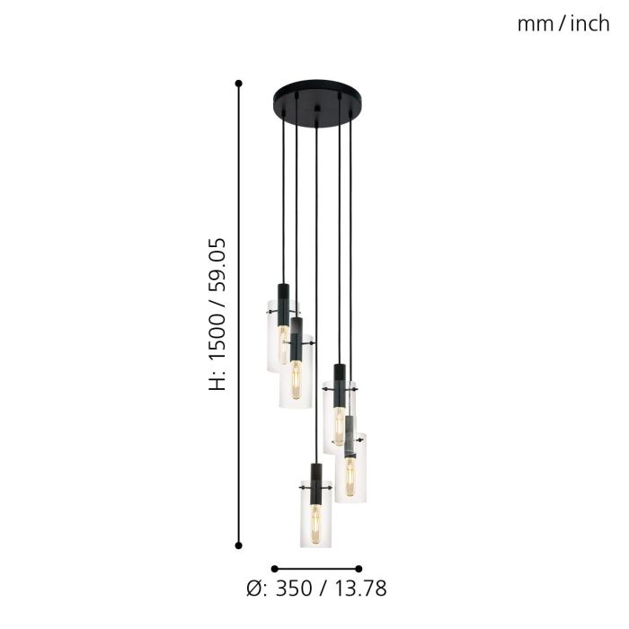 MONTEFINO Black Steel & Clear Glass Pendant Light - Exclusive Offer