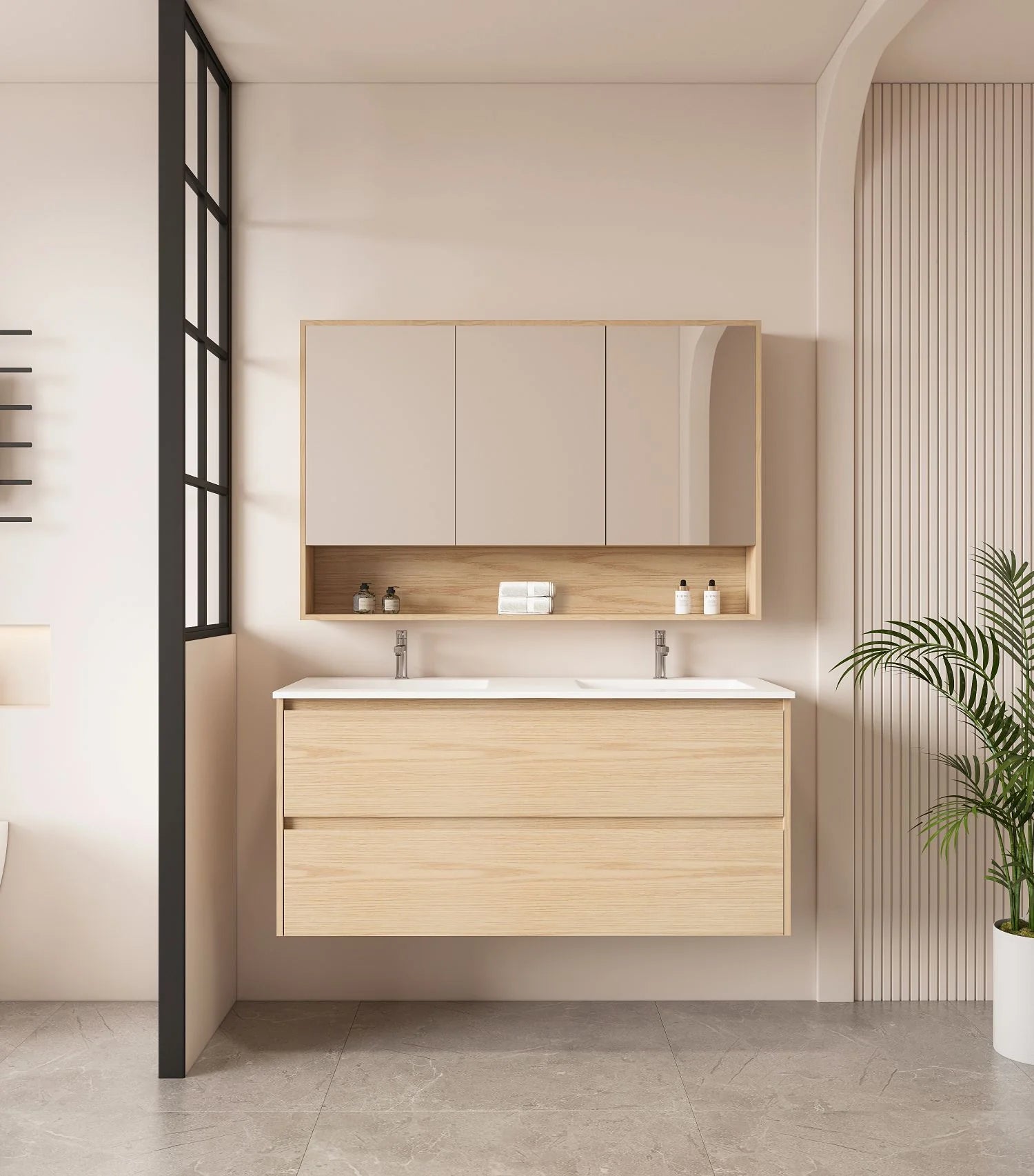 HERA MDF Wall-Mounted Tas Oak Vanity Cabinet in Various Sizes