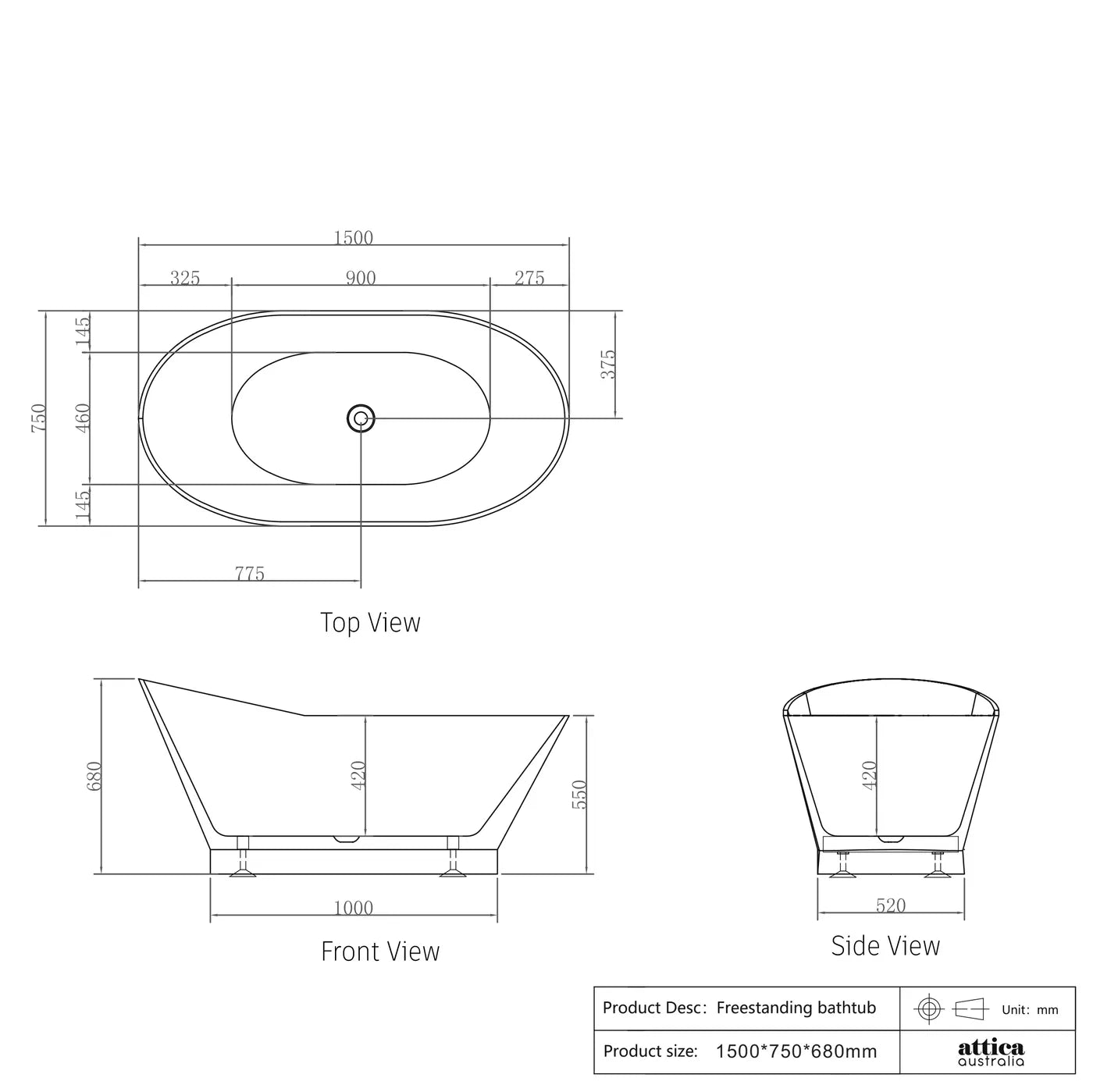 Exclusive Offer! Medina Freestanding Non - Overflow Sanitary Bathtub for Federation, Victorian and Hamptons Bathrooms