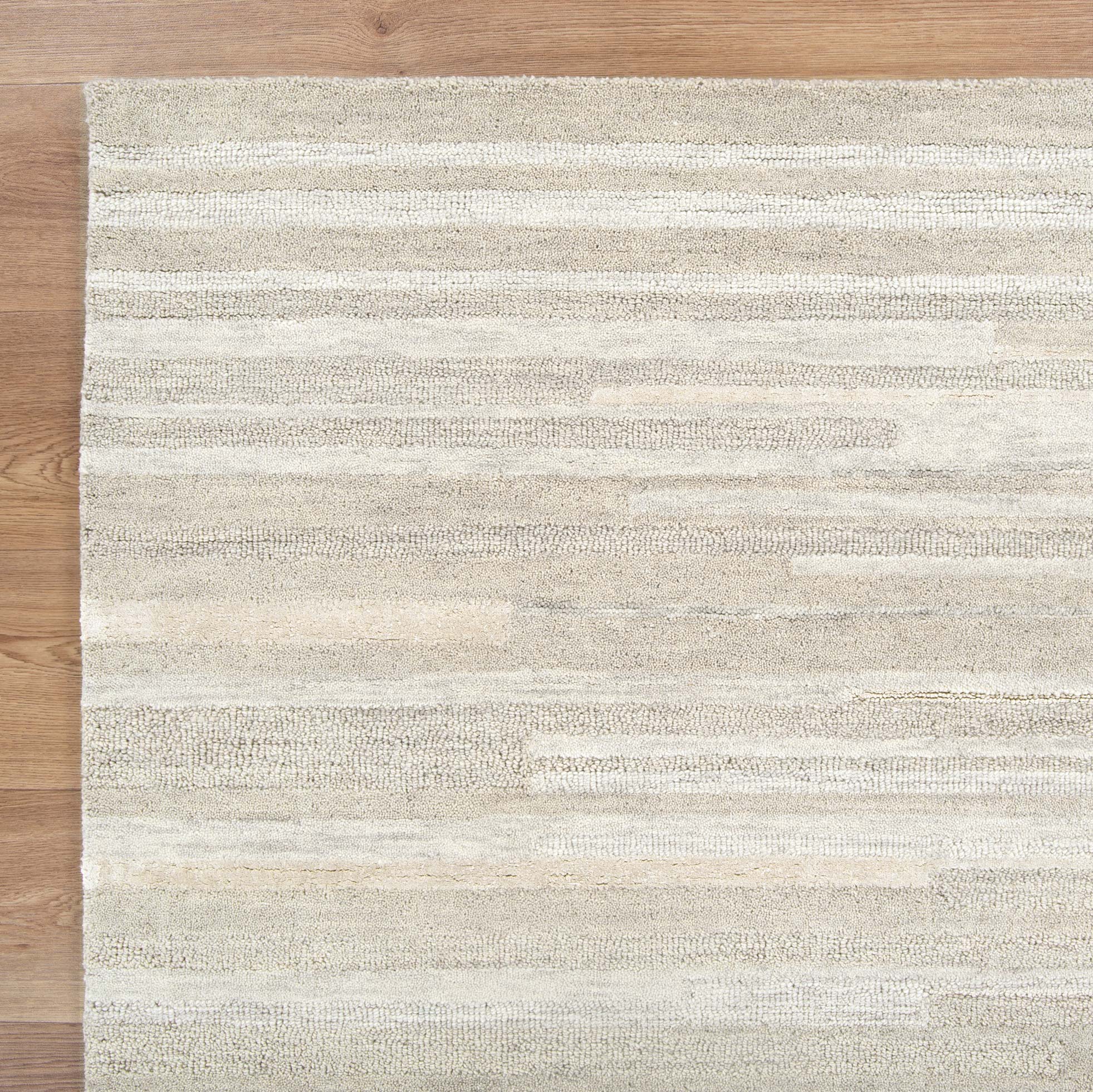 Discount Les Nomades Beige Linear Wool Area Rug for Modern Decor