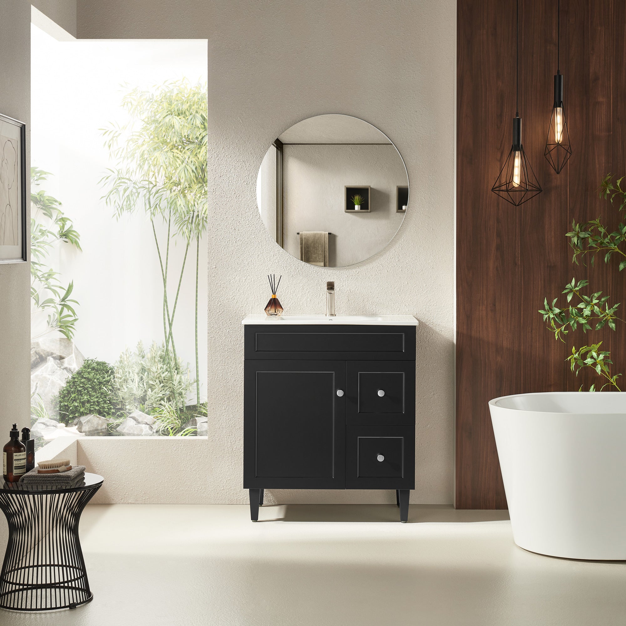 750mm Matte Black Harrington PVC Floor Cabinet Vanity - Perfect for Bathroom Decor