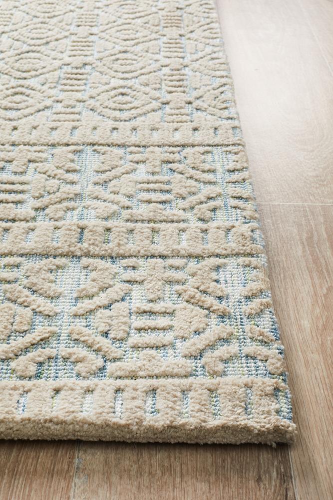 Levi Lucy High - Pile Blue Green Microfibre Polyester Rug