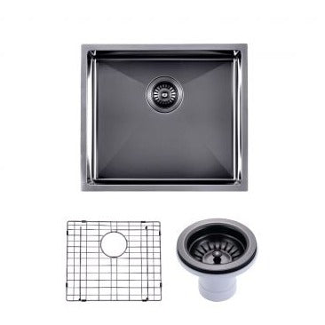 1.2mm Thick Gun Metal Grey Kitchen Sink Set - 490x440x230mm