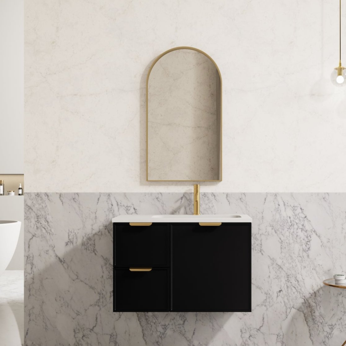 750mm Miami Matte Black Wall - Hung PVC Bathroom Cabinet