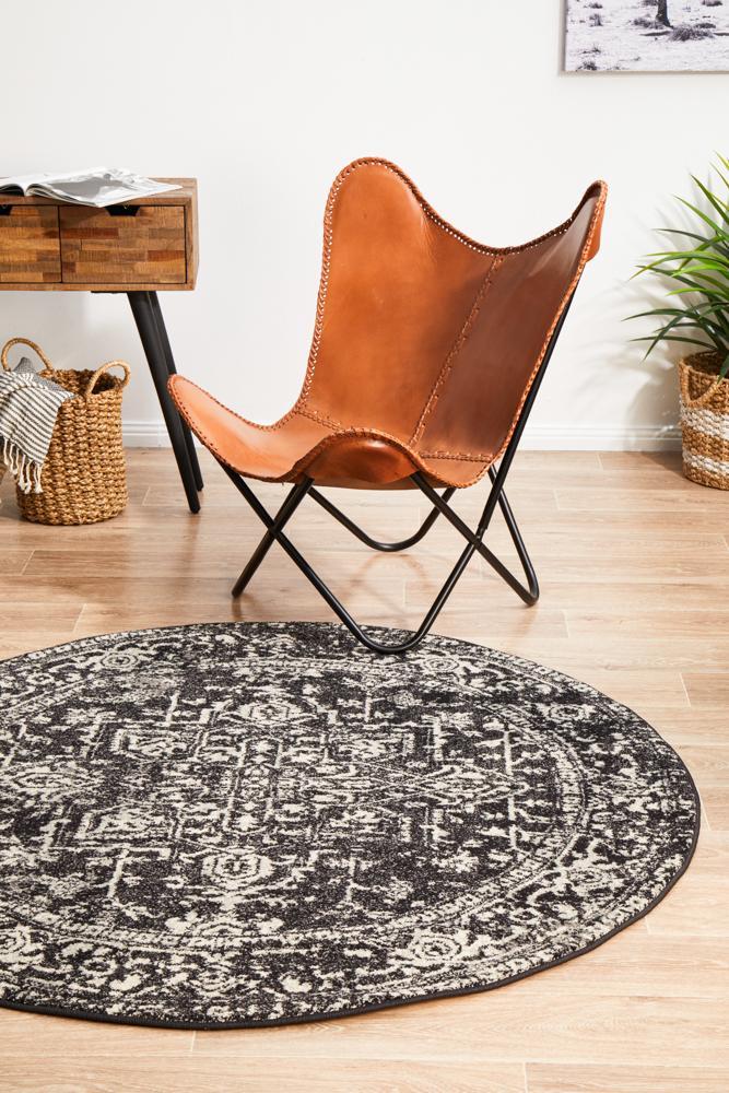 Hot Deal! Evoke Charcoal Round Transitional Rug
