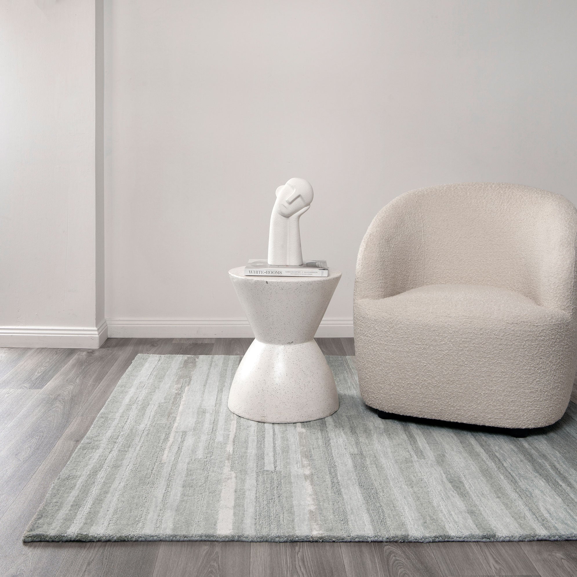 Les Nomades Hand - Tufted Linear Light Ash 100% Wool Rug for Modern Spaces
