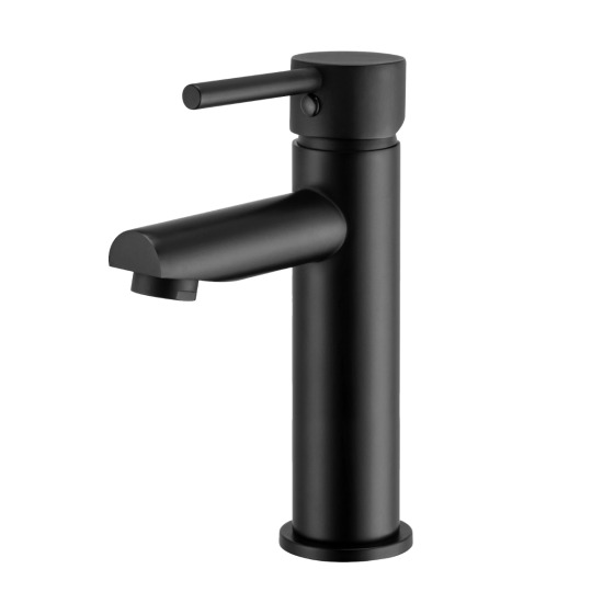 LUCID PIN Round Black Tall Basin Mixer - Ideal for Modern Bathrooms